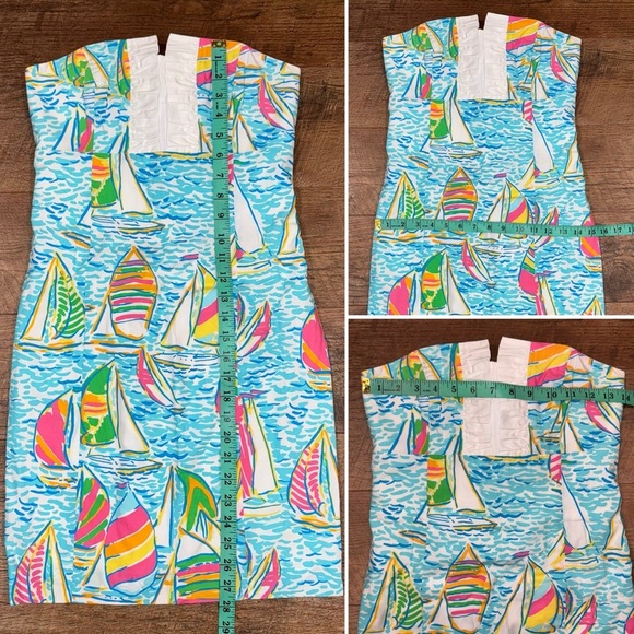 Lilly Pulitzer Franco Dress in You Gotta Regatta Ruffle Back Tie Strapless Dress - Picture 14 of 15